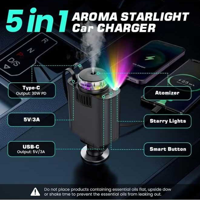 5-in-1 Car Charger with Star light