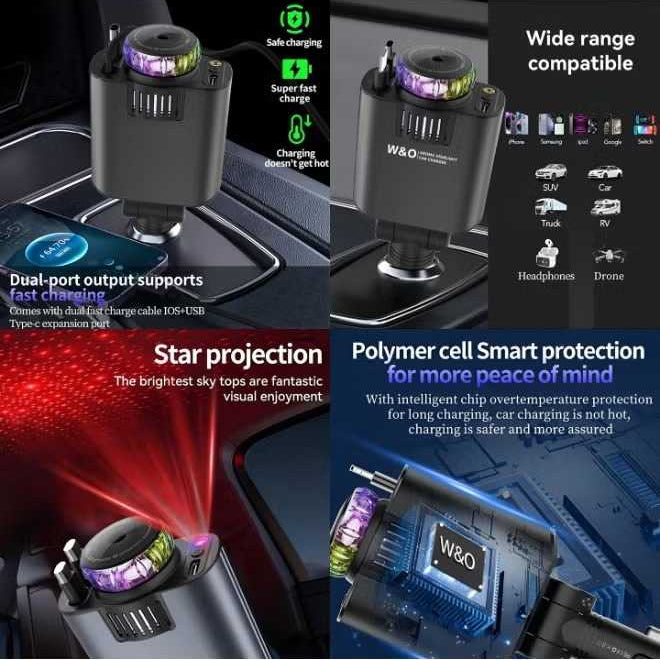 5-in-1 Car Charger with Star light